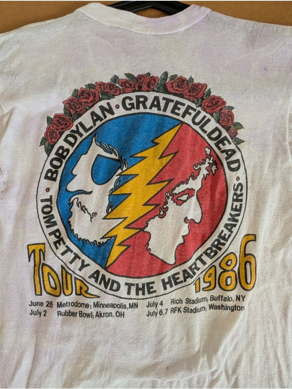 RARE Vintage Grateful Dead 1986 LIBERTY Tour T-Shirt BOB DYLAN TOM PETTY JERRY M - Picture 13 of 16
